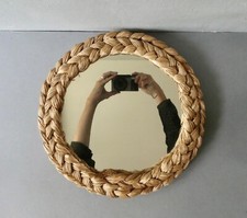 miroir en raphia tressé des