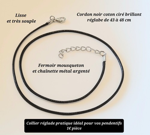 Cordon noir ciré brillant
