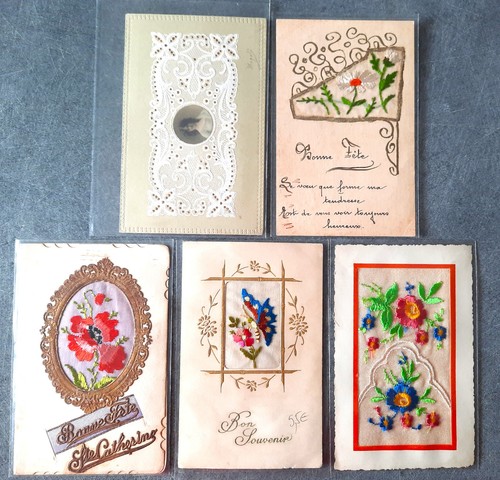 Cpa brodées carte - brodées.,