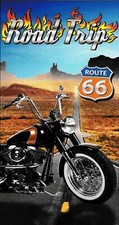 DRAP DE BAIN, SERVIETTE DE PLAGE - MOTO ROUTE 66 - 75X150 cm 100% COTON  C.34 23