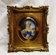 PORTRAIT MINIATURE ANCIEN JEUNE FEMME 19ème beau cadre bois doré