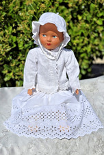 Antique Rare French 21in  Papier Mache Head Doll Straw Staffing Cloth Body 1900s