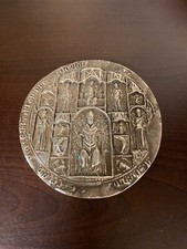 SCEAU EN BRONZE AVEC FIGURES DU ROI SAINT LOUIS AVEC INSCRIPTION EN LATIN