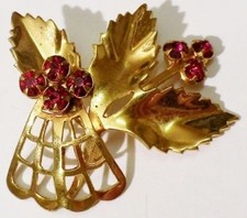 broche bijou vintage feuille