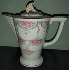 Cafetière Théière Limoges Art Déco | Motif Rose Géométrique