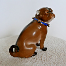 ancienne statuette XIXe CARLIN chien porcelaine allemande ? dog 11,5 cm