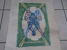 LITHOGRAPIE JOUEURS DE RUGBY ALL BLACKS PERPIGNAN 1985