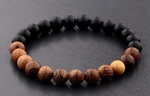 Bracelet perles agate noir - bracelet,