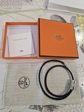 BRACELET HERMES TOURNIS EN CUIR TRESSE NOIR 400114 H068406FP