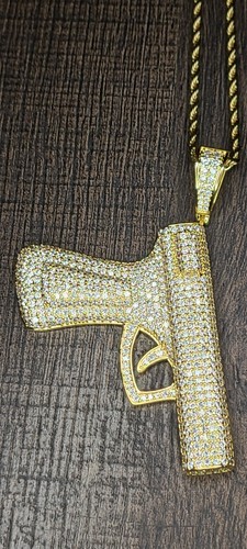 14k gold gun - 14k, pave