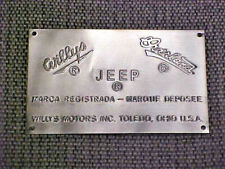 Plaque De Données Willys JEEP