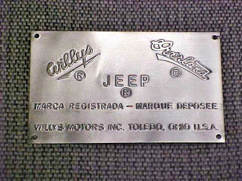 Plaque données willys - plaque, jeep