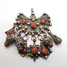 Kabyle Berbère Argent Pendentif Avec Corail - Beni Yenni - Nord Afrique - (191)