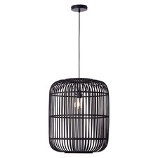 Brilliant Suspension Woodrow Noir Bambou Ø45cm Max. 60W E27 Lampe Recoupable