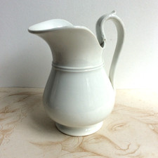 Ancien Pichet Broc Carafe Porcelaine St Amand XIXème Prise Tête de Cygne