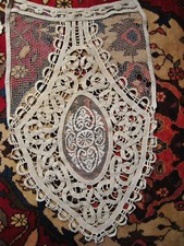 RIDEAU BRISE-BISE anci. MACRAMÉ CROCHET DENTELLE au FILET ROMANTIQUE à restaurer