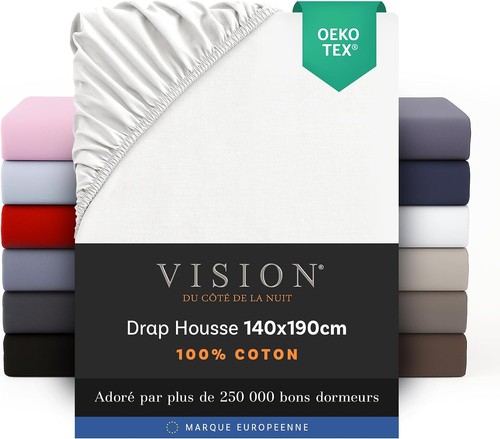 Drap housse blanc 100 coton - drap,