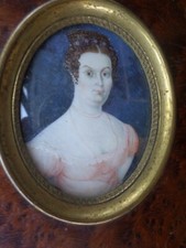 Peinture Miniature-Portrait femme-École française  XIXe-Empire-cadre -painting  