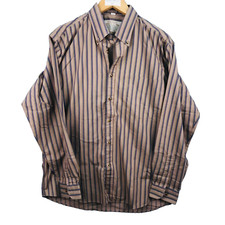 British Colony Chemise Homme Taille 39/40 marron rayures 55% coton 45% poly mans