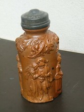 Ancien joli pot à tabac tabatière grès de BEAUVAIS et couvercle en étain XIX éme