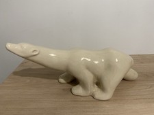 Ours polaire en Céramique L&V Céram Longwy craquelé dans le gout de Pompon