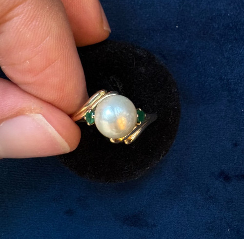 Bague perles emeraude or - emeraude,