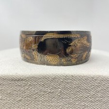Etched Elephant Brass Bangle