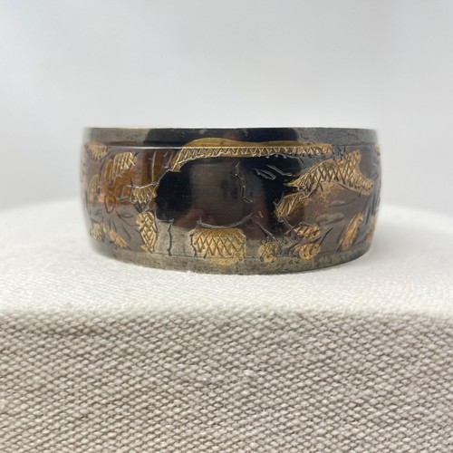 Etched elephant brass bangle - elephant,