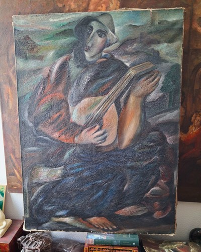 Grand tableau ancien huile - grand,