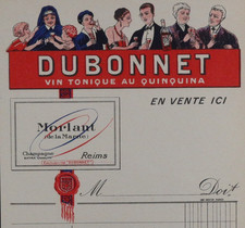 Facture DUBONNET vin tonique au quinquina Champagne Morlant illustrée 75