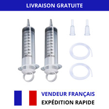2 pièces Seringues à huile réutilisable 100ml avec tube 1m20, huile liquide auto