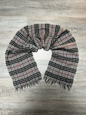 Écharpe à rayures anglaise en laine d'agneaux gris anthracite Burberry classique