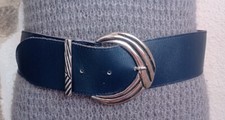 Large ceinture vintage en cuir bleu pour femme 98 cm ceinturon