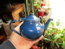 Cafetière Tôle Emaillée Bleue Ou Verseuse Crème Lait Sauce Huile Thé Théière