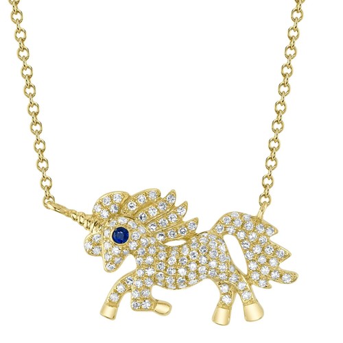 Collier licorne 14k - or,