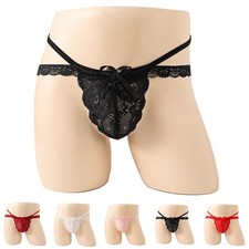 Sissy Homme Dentelle String String Slip Sous Vêtement Sexy Dentelle Lingerie Cu