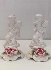 lampe chérubin Capodimonte barbotine pieds de lampe