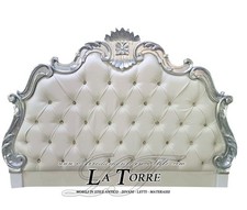 Tête Lit Tête de Lit Double Baroque Cuir Éco Ou Tissu Bois or Argent