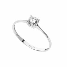 Bague Solitaire En Or Blanc 18 Carat avec zircons blanc pour femmes