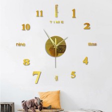 Autocollant Mural Set Horloge Maison Bricolage Miroir Moderne Bureau Magasin