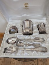 Coffret de naissance / baptême Deetjen Timbale, couvert... en métal argenté
