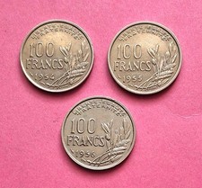   Lot pièce 3 x 100 francs type Cochet  1954/55/56 