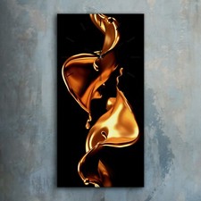 Horloge décorative sur toile 30x60 Peinture Abstrait Or Liquide Image Art Décor