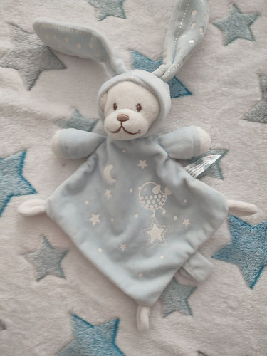 Doudou plat ours lapin blanc - ours,