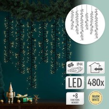 Rideau lumineux décoration filet 480 LED IP44 blanc chaud 8 modes d'éclairage 1m