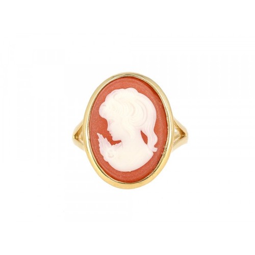 Bague camée rouge cornaline - rouge,