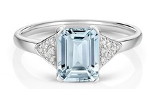 Bague véritable aigue-marine