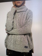 PULL PONCHO SUPERDRY GRIS CLAIR LAINE  TAILLE M COMME NEUF