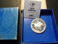 RARE MEDAILLE ARGENT 925 TINTIN MDP  1992 "EN AMERIQUE "NEUF EN BOITE DEFRAICHIE