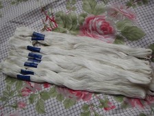 Mercerie ancienne,9 longues  échevettes DMC coton à broder  N°16, 63 m blanc